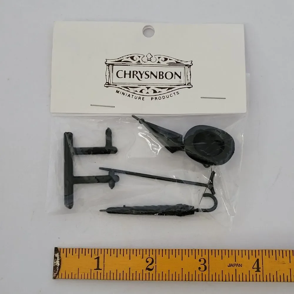 Chrysnbon Black Miniature Hat Umbrella Cane Accessory Set